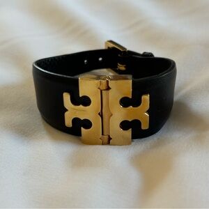Tory Burch Wide T-Hinge Leather Bracelet